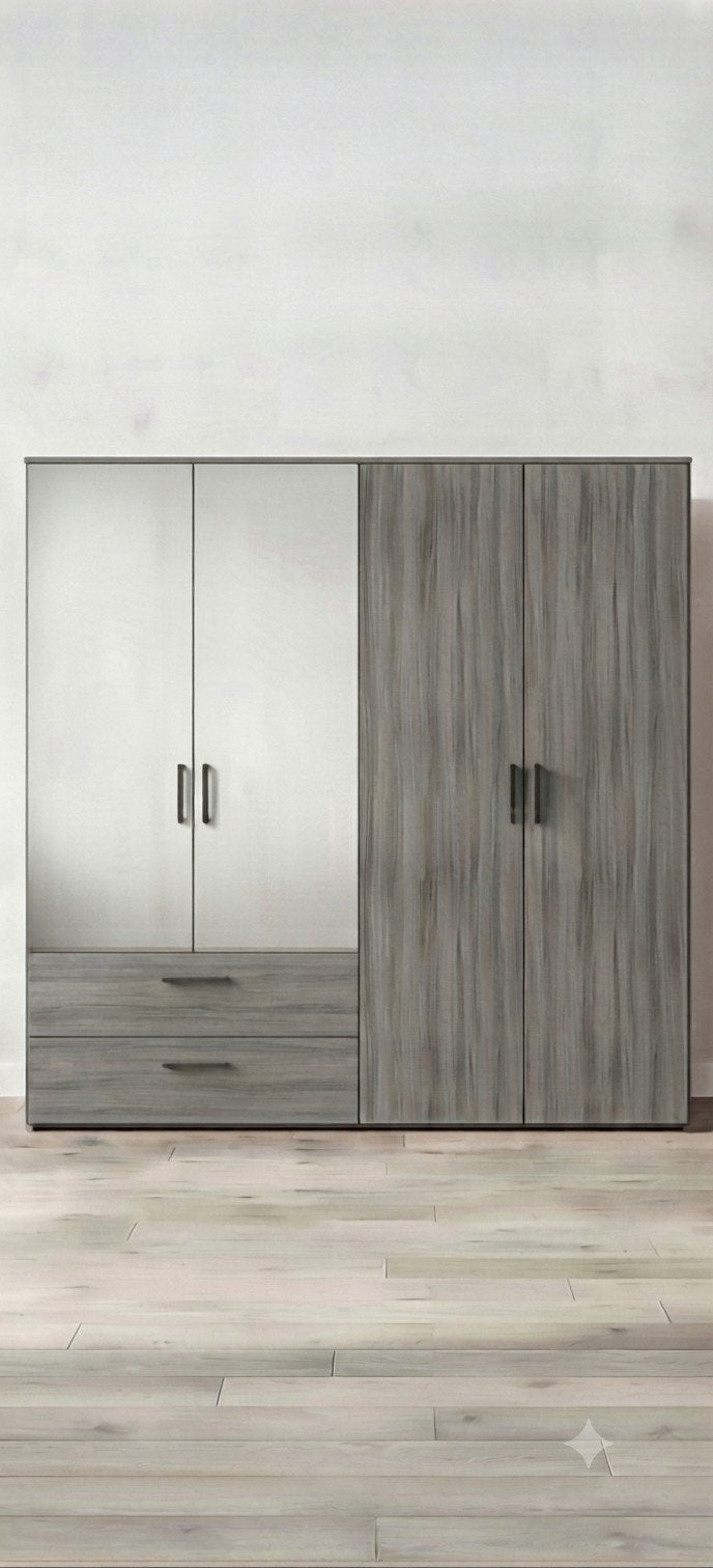 Grijze houtlook kleerkast, Ophalen, Gebruikt, 200 cm of meer, 150 tot 200 cm