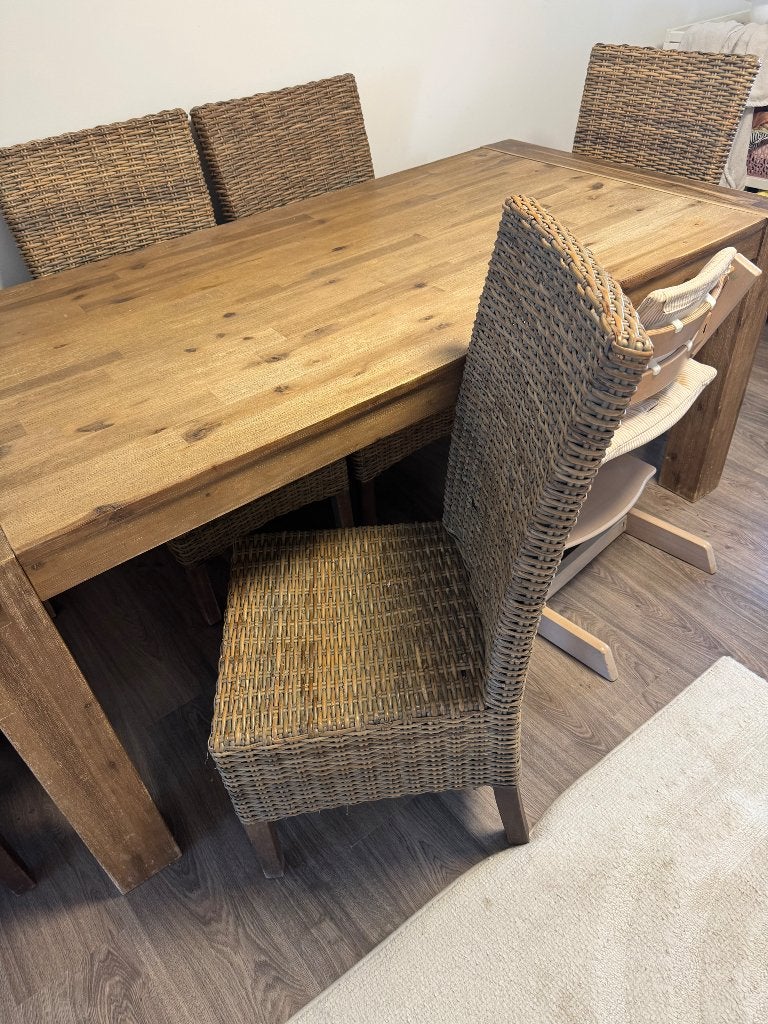 Salle à manger en bonne état (table 180/90 + 6 chaises), Enlèvement, Utilisé, Bois, 4 à 6 chaises