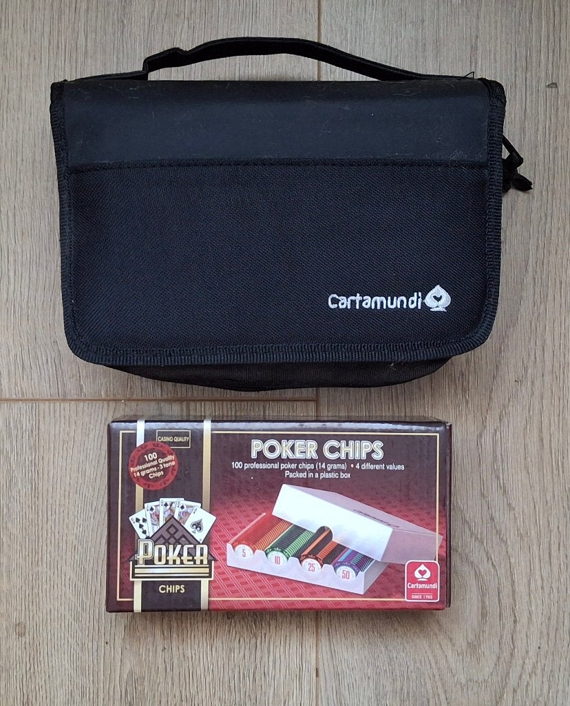 Deluxe pokerset van casinokwaliteit — Texas Hold'em, Ophalen of Verzenden, Zo goed als nieuw, Hasbro