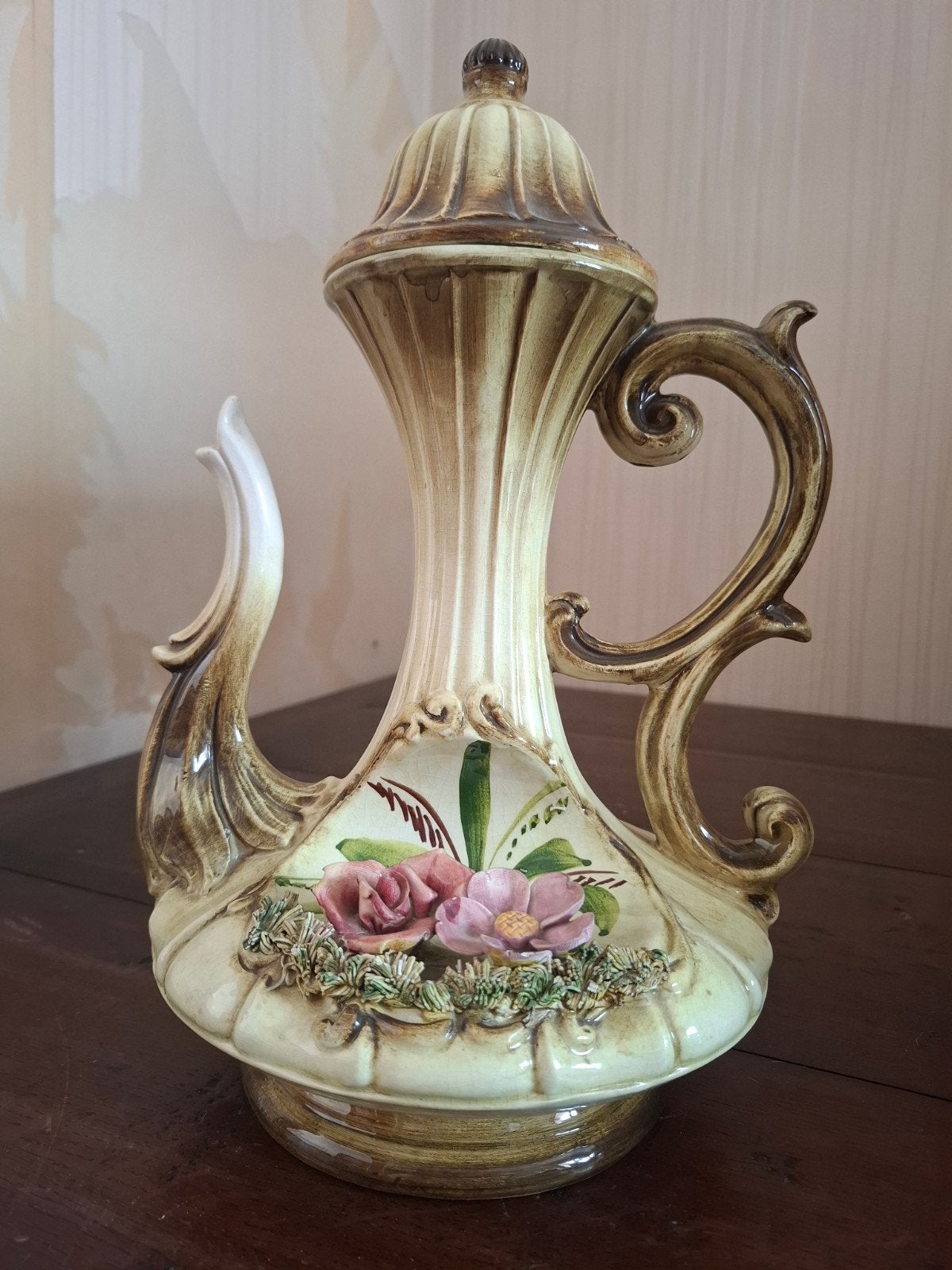 Vintage Italiaanse Keramische Karaf / Kan - Bassano - Met De, Enlèvement