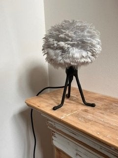 tafellamp EOS UMAGE micro met veren grijs, Ophalen, Gebruikt, Overige merken, Natuurlijk materiaal