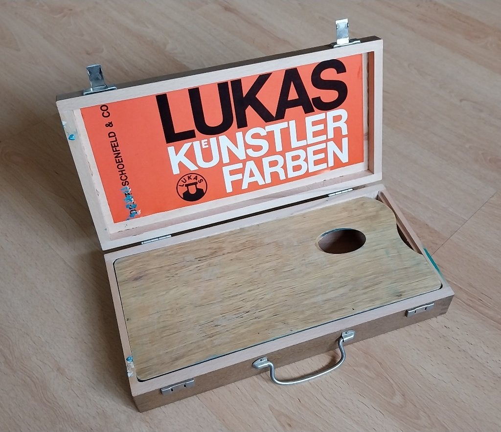 TE KOOP: Schilders opbergkistje met palet, Hobby en Vrije tijd, Schilderen, Ophalen, Gebruikt