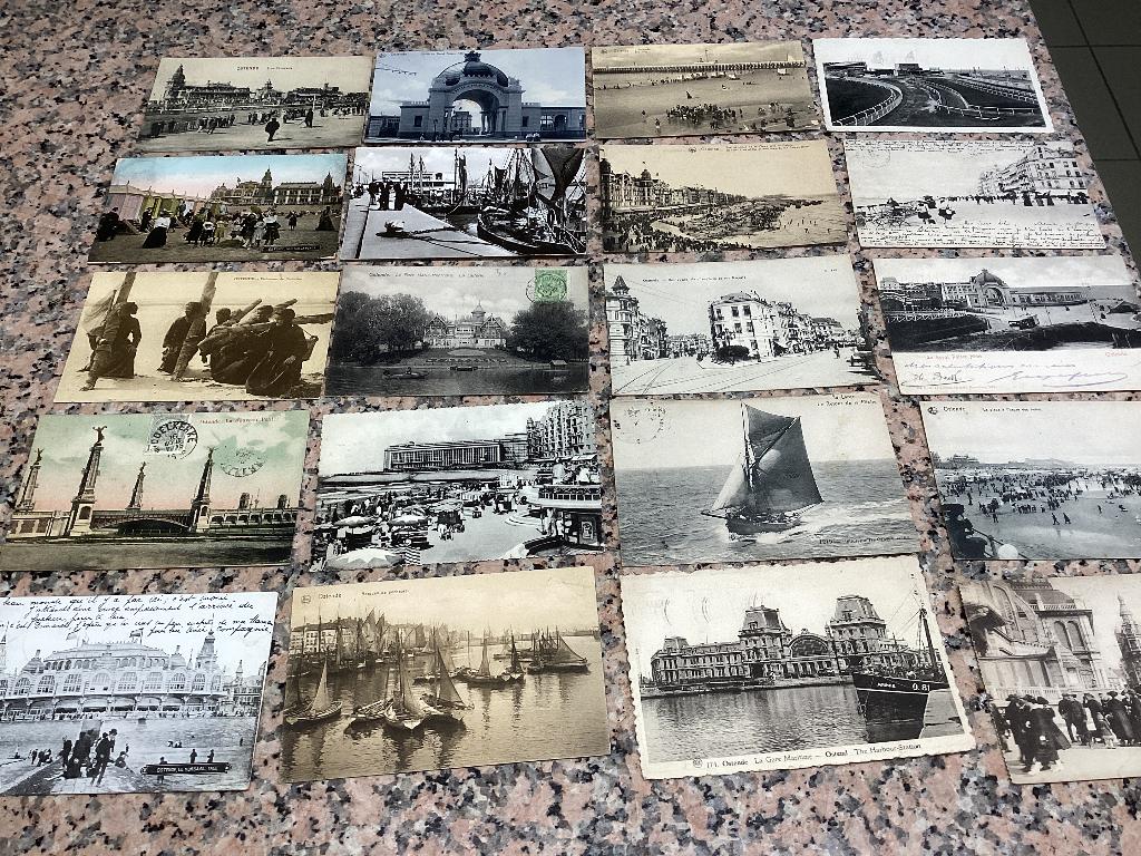 Lot de 20 cartes postales anciennes OOSTENDE côte mer, Enlèvement ou Envoi, Avant 1920, Affranchie, Flandre Occidentale