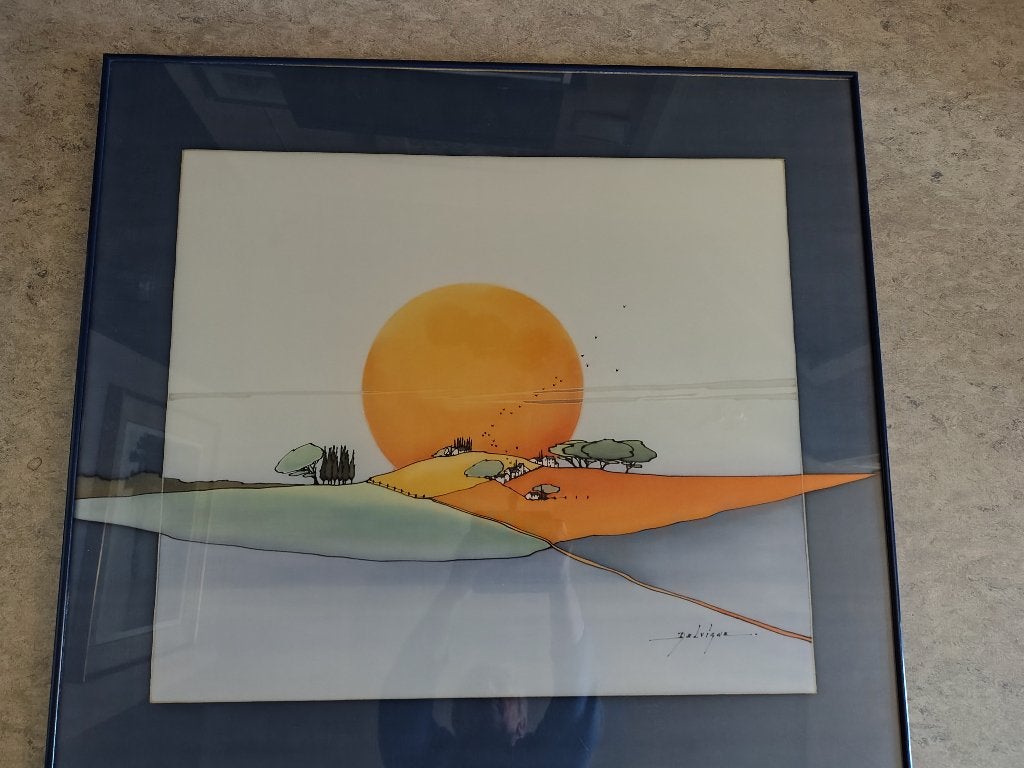 Bruno Delvigne - Aquarel, Ophalen, Meerkleurig, 80 cm, Schilderij/print