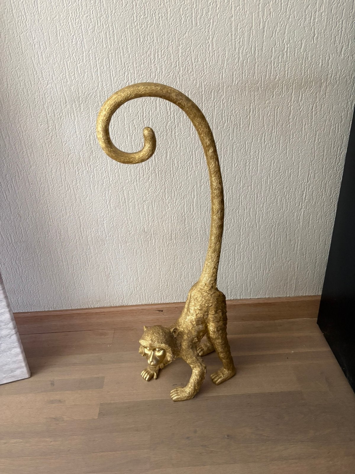 Beeld aap goud 20x20x68 cm, Goud, Ophalen, Zo goed als nieuw