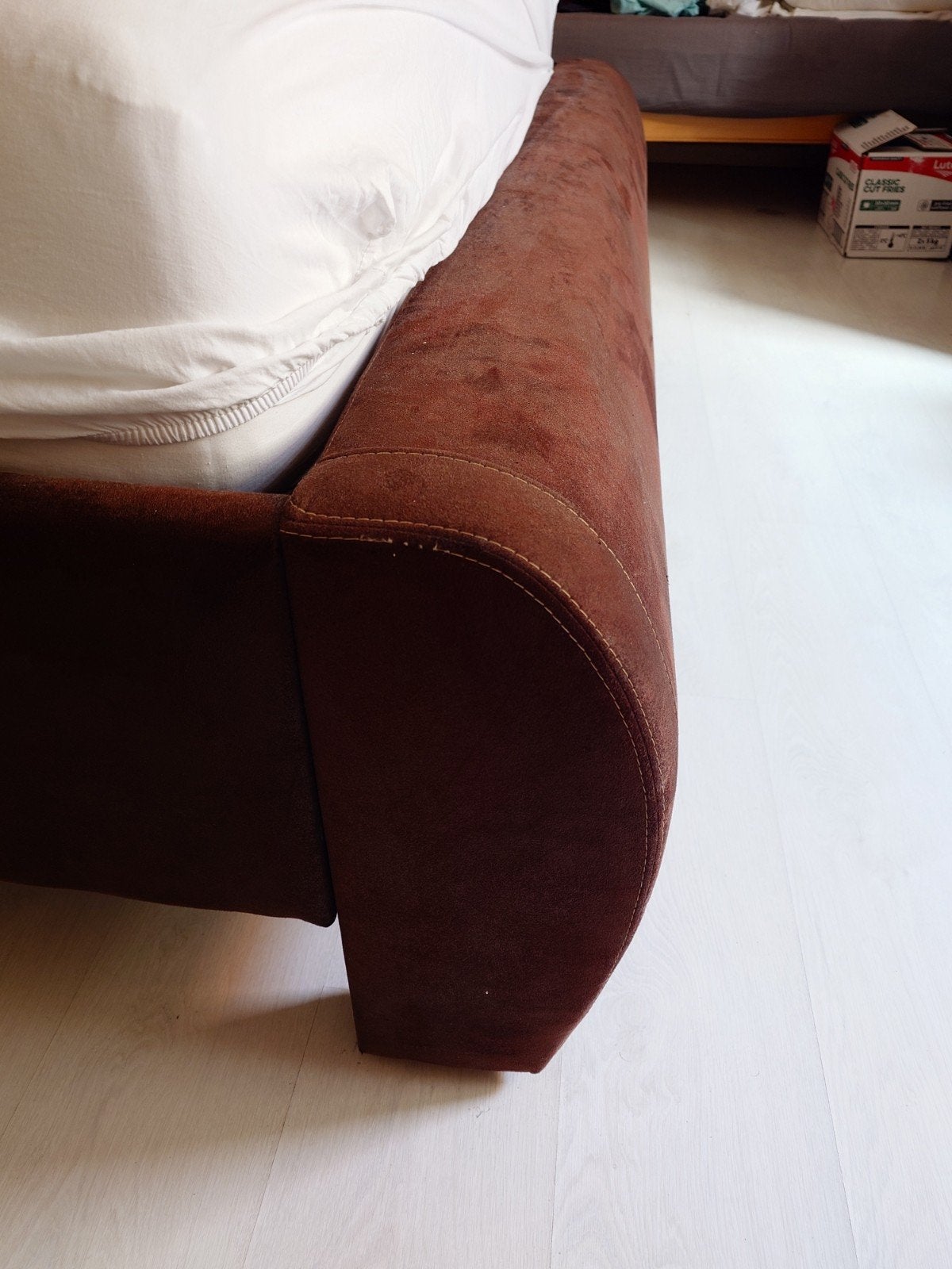 KINGSIZE BED MET MATRAS, Ophalen, Gebruikt, Tweepersoons, Bruin