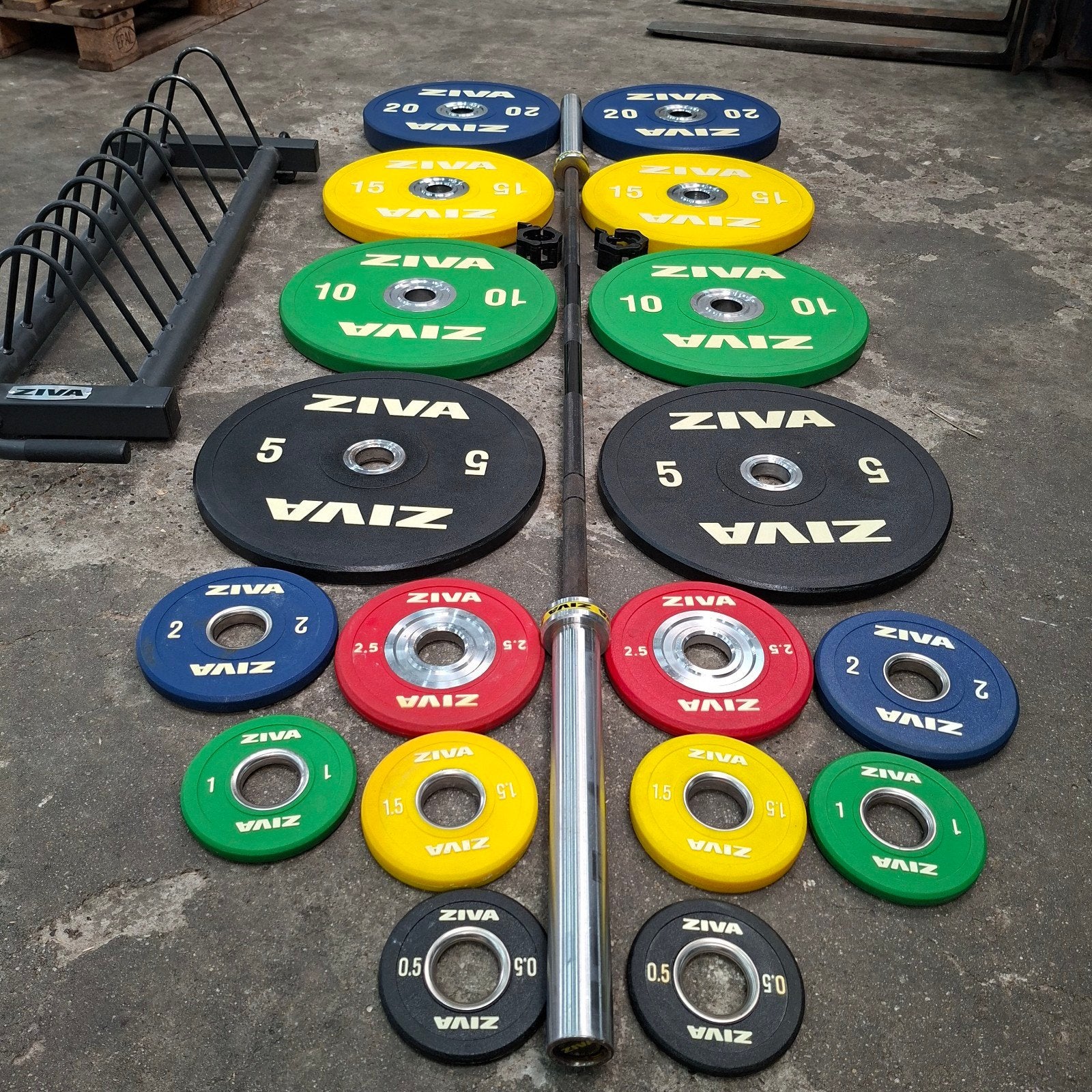 Ziva Urethane Competition Bumper Plates Set Compleet, Ophalen