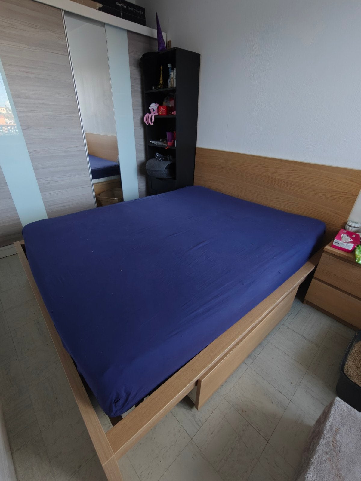 IKEA MALM Bed 180x200 + LURÖY Base + 2 Storage Drawers, Beige, Comme neuf, Enlèvement, 180 cm