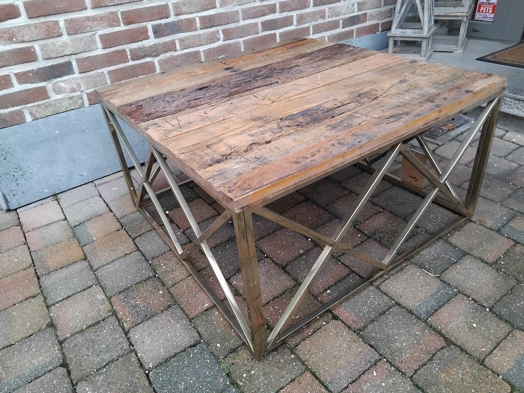 salontafel oud hout en staal, Ophalen, Nieuw
