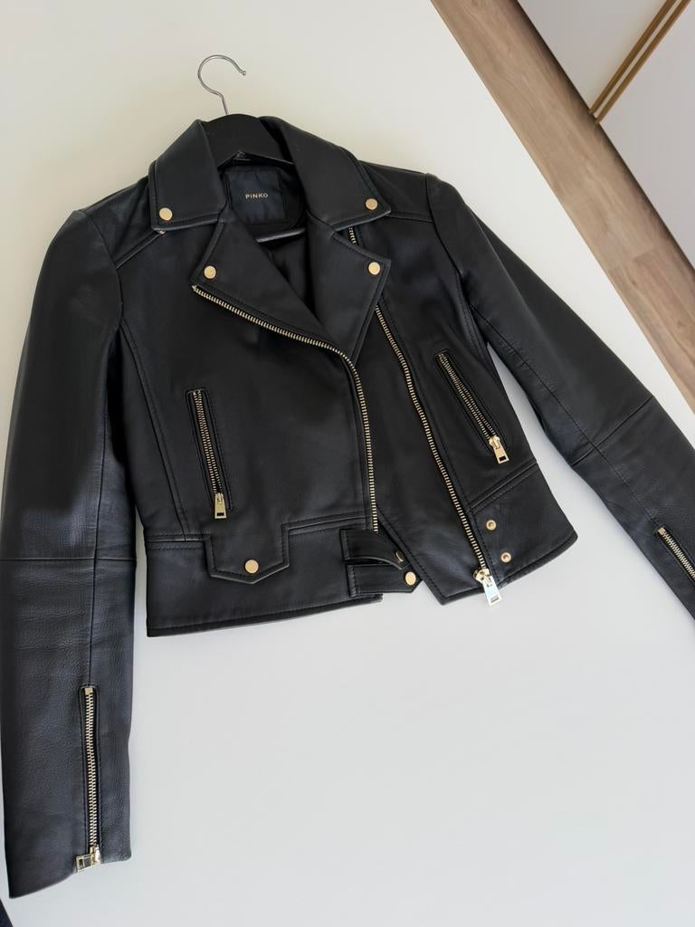Pinko biker jasje, Kleding | Dames, Ophalen of Verzenden, Zo goed als nieuw, Zwart, Jasje