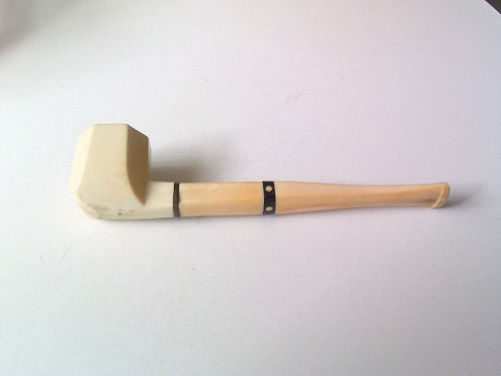 art deco pijp in ivoor anno 1900, Antiek en Kunst, Kunst | Beelden en Houtsnijwerken, Overige onderwerpen, Art deco, Wit, Overige materialen