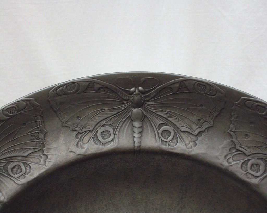 Jugendstil Bord - (40 cm.) - Kayserzinn - Hugo Leven., Antiek en Kunst, Ophalen of Verzenden