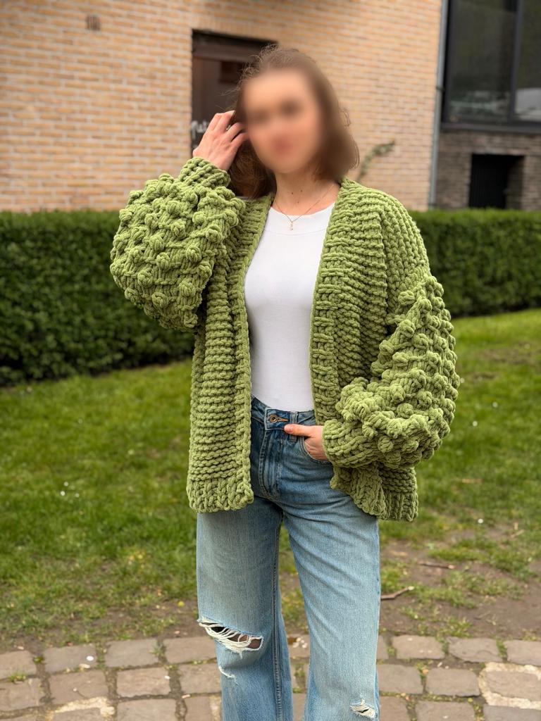 Handgemaakte cardigan - uniek, warm en stijlvol, Ophalen of Verzenden, Nieuw, Maat 36 (S), Groen