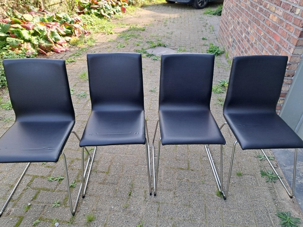 4 Stoelen, zwart, Volfgang, Volfgang (Ikea), Comme neuf, Enlèvement, Cuir