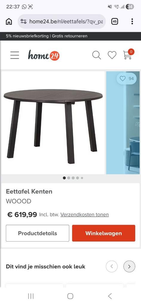 Zwarte eiken tafel met 2 vergrootstukken, Enlèvement