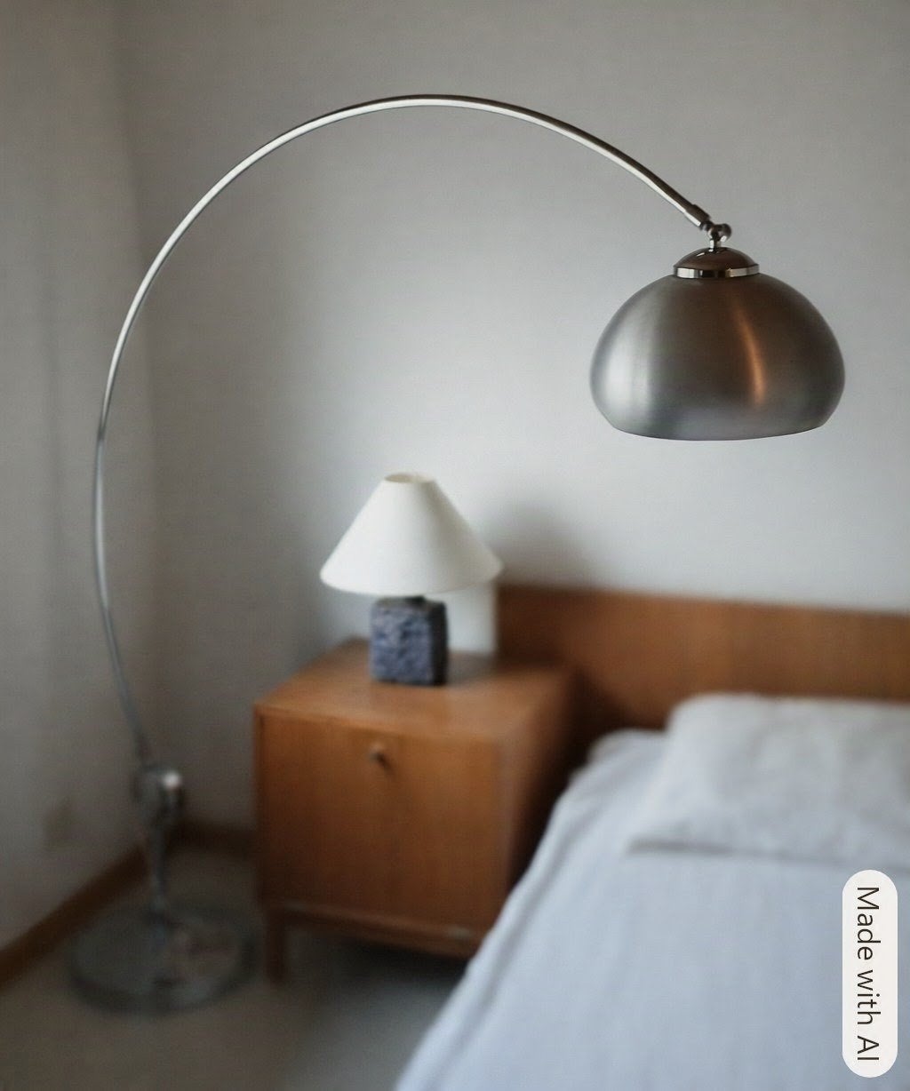 Vintage booglamp - Metalen afwerking, Ophalen, Gebruikt, 100 tot 150 cm, Vintage