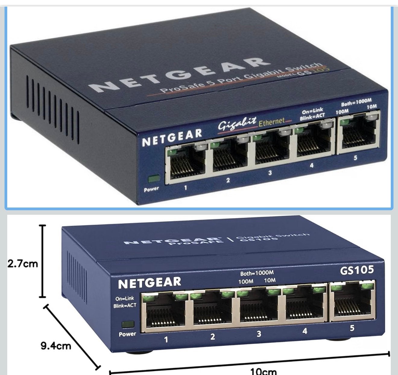 NETGEAR (GS105) Switch Ethernet 5 Ports RJ45 Métal Gigabit, Enlèvement ou Envoi, Comme neuf