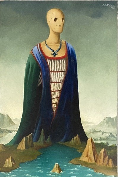 huile sur panneau La statue signe carl prevot, Antiek en Kunst, Ophalen of Verzenden, Paneel