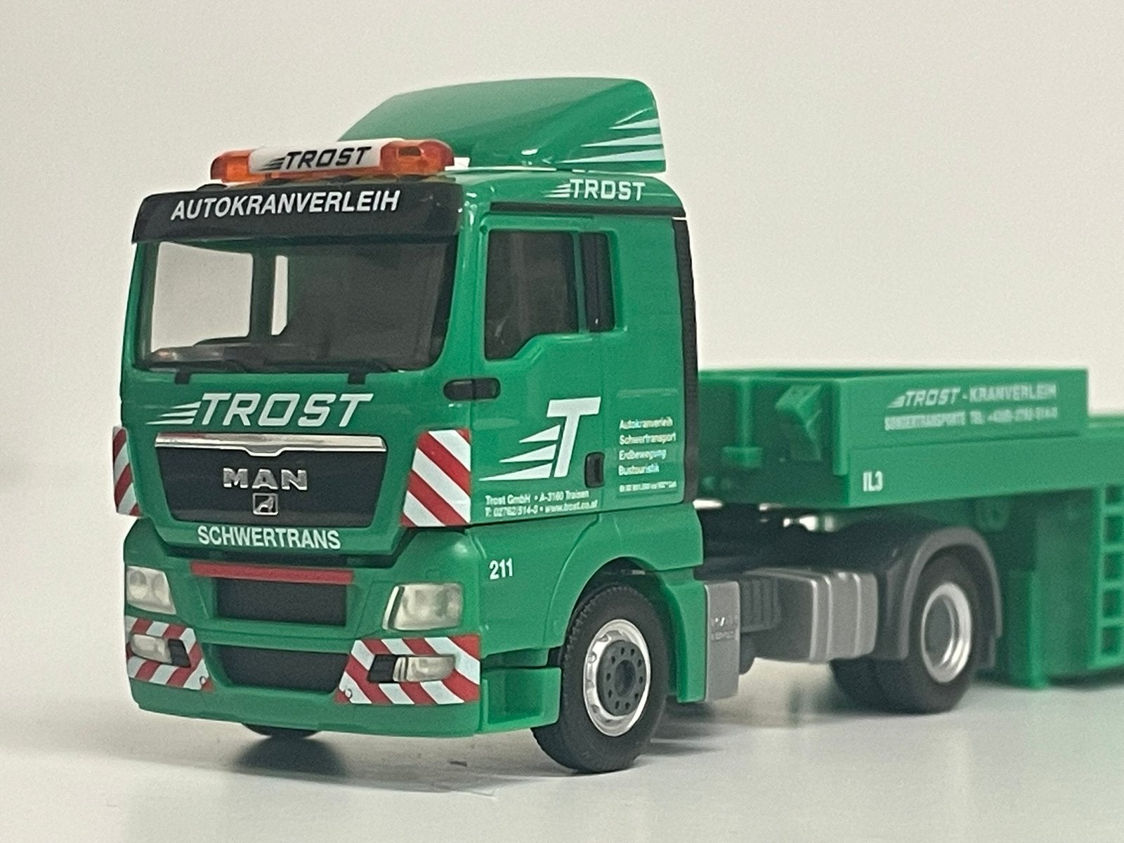 Herpa MAN TGX XL Trost Zwaartransport 1:87, Ophalen of Verzenden, Zo goed als nieuw, Bus of Vrachtwagen, Herpa