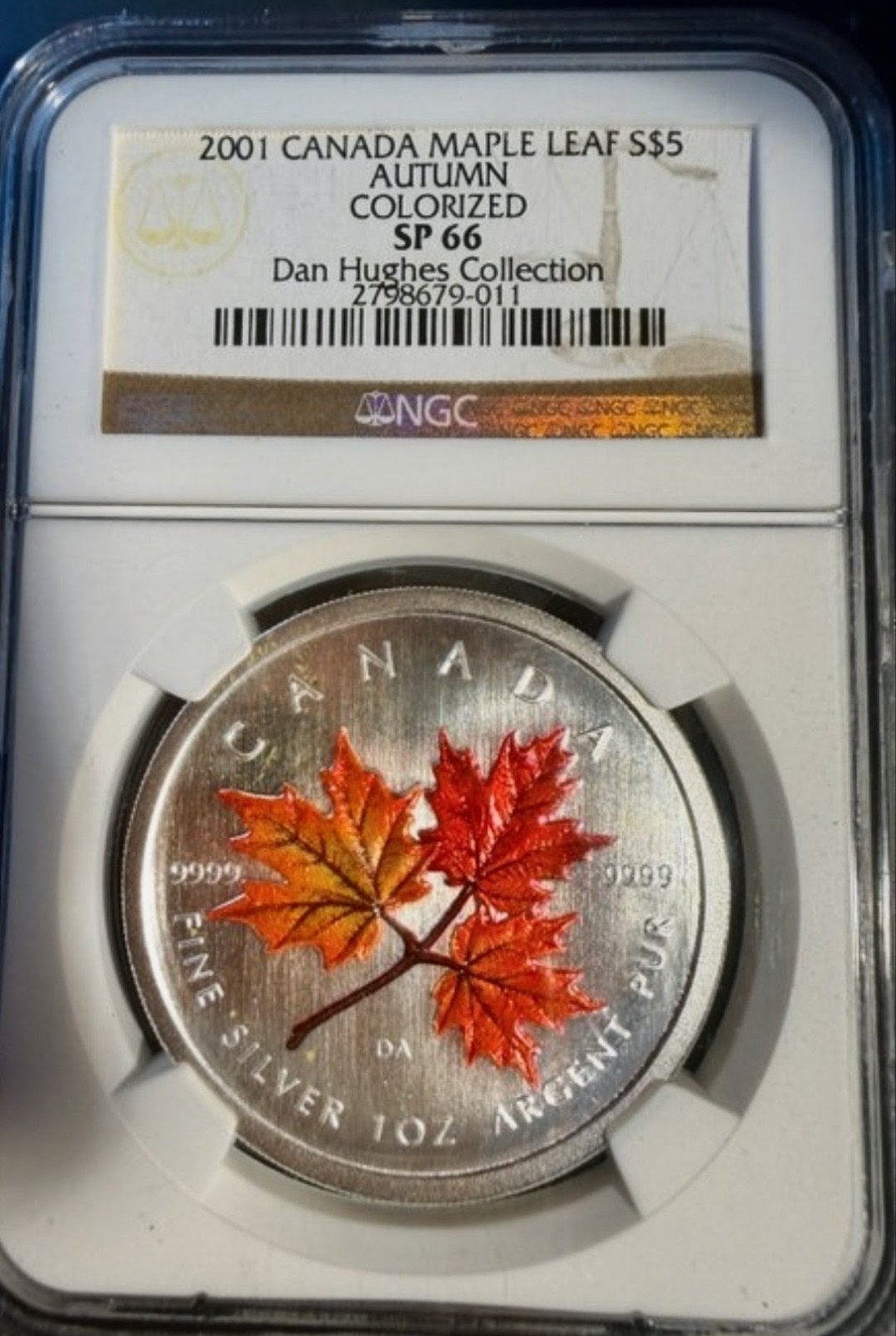 ZELDZAAM! 2001 Canada Silver Maple Leaf "Autumn", Postzegels en Munten, Ophalen of Verzenden, Zilver