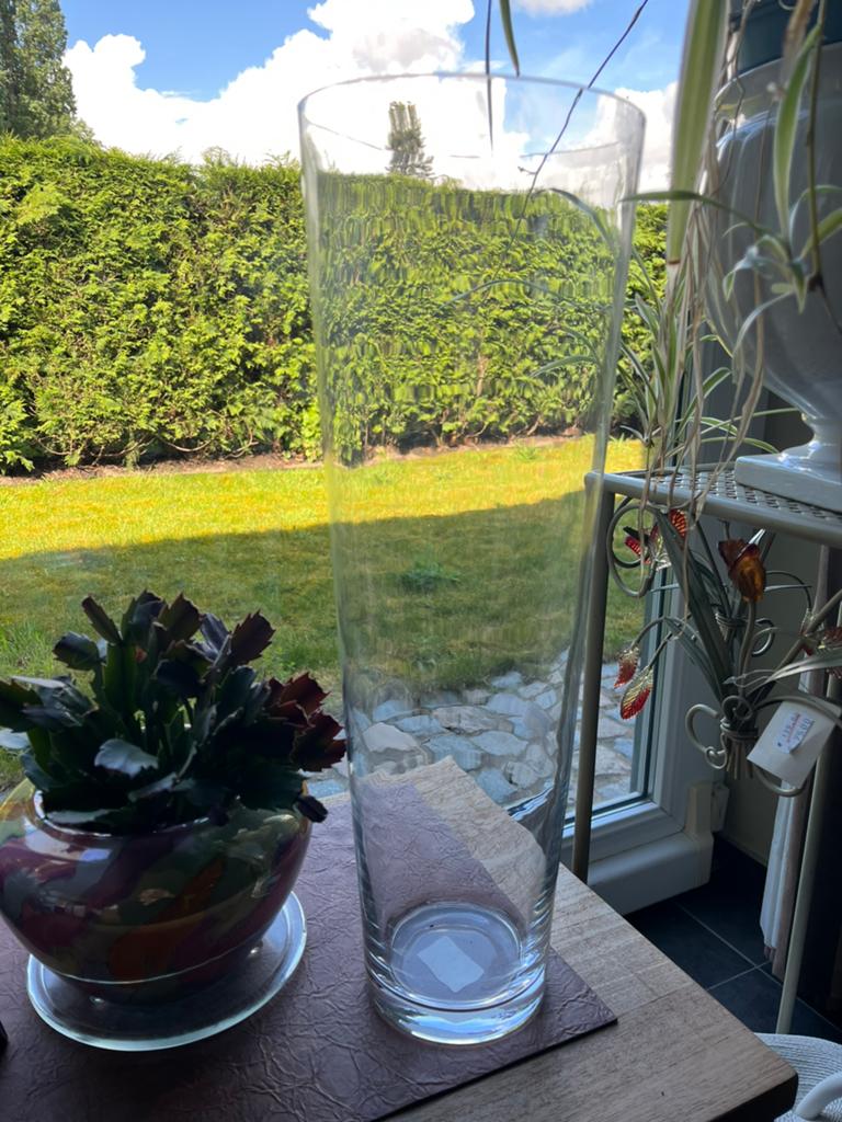 Grote, rechte vaas, Huis en Inrichting, Woonaccessoires | Vazen, Ophalen, Zo goed als nieuw, Glas