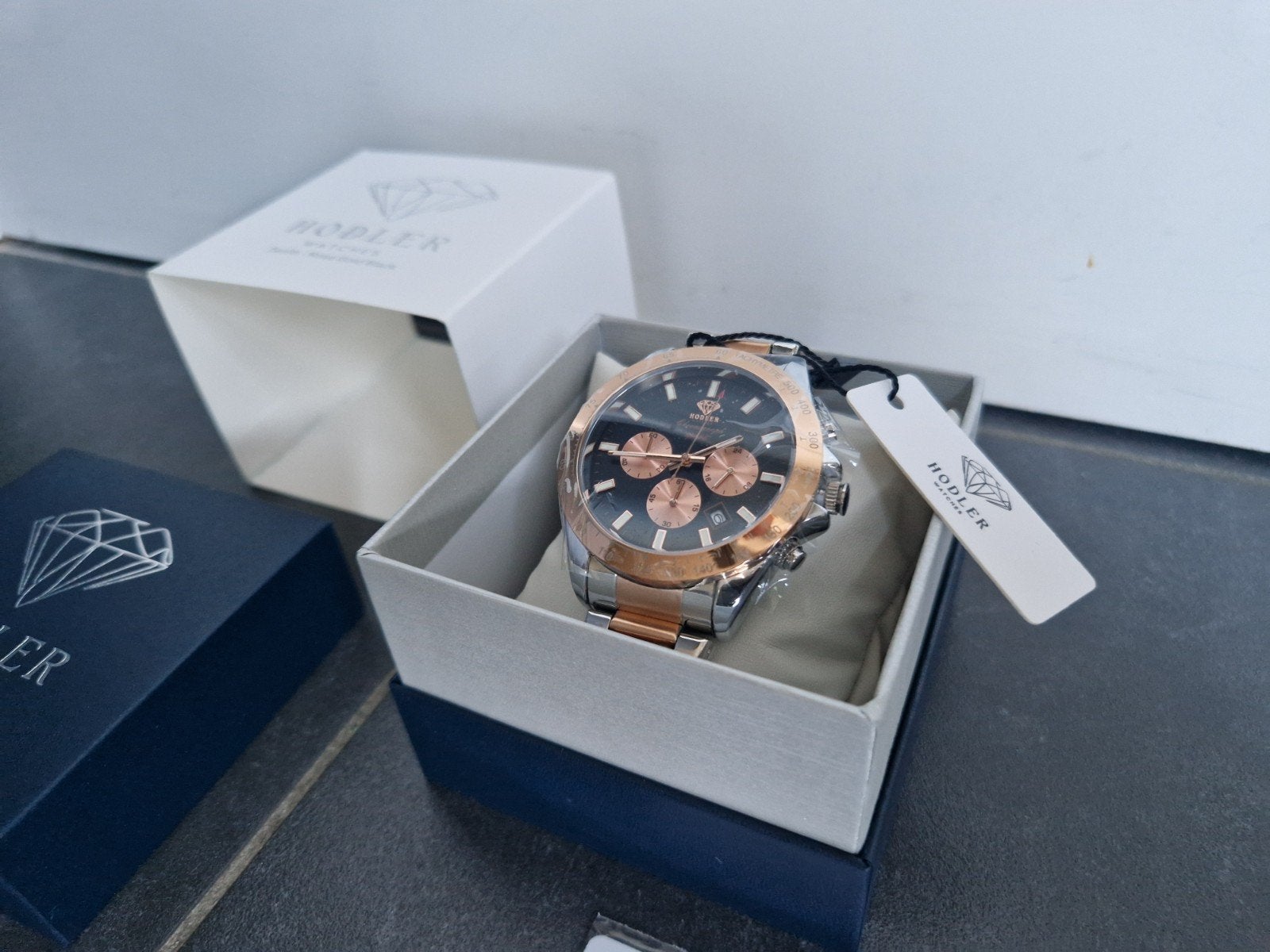 Montre Hodler Zenith pour homme - Noir/or rose NOUVEAU, Enlèvement ou Envoi, Or, Or