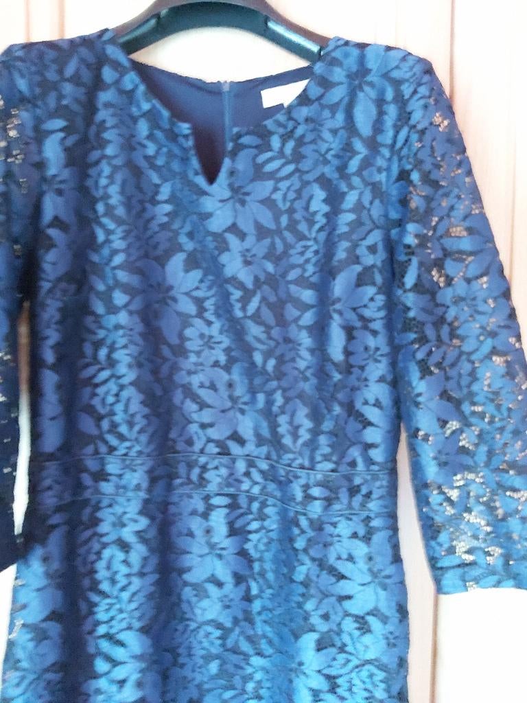 Jurk blauw kant bloem maat 38, Kleding | Dames, Ophalen of Verzenden, Zo goed als nieuw, Maat 38/40 (M), Blauw