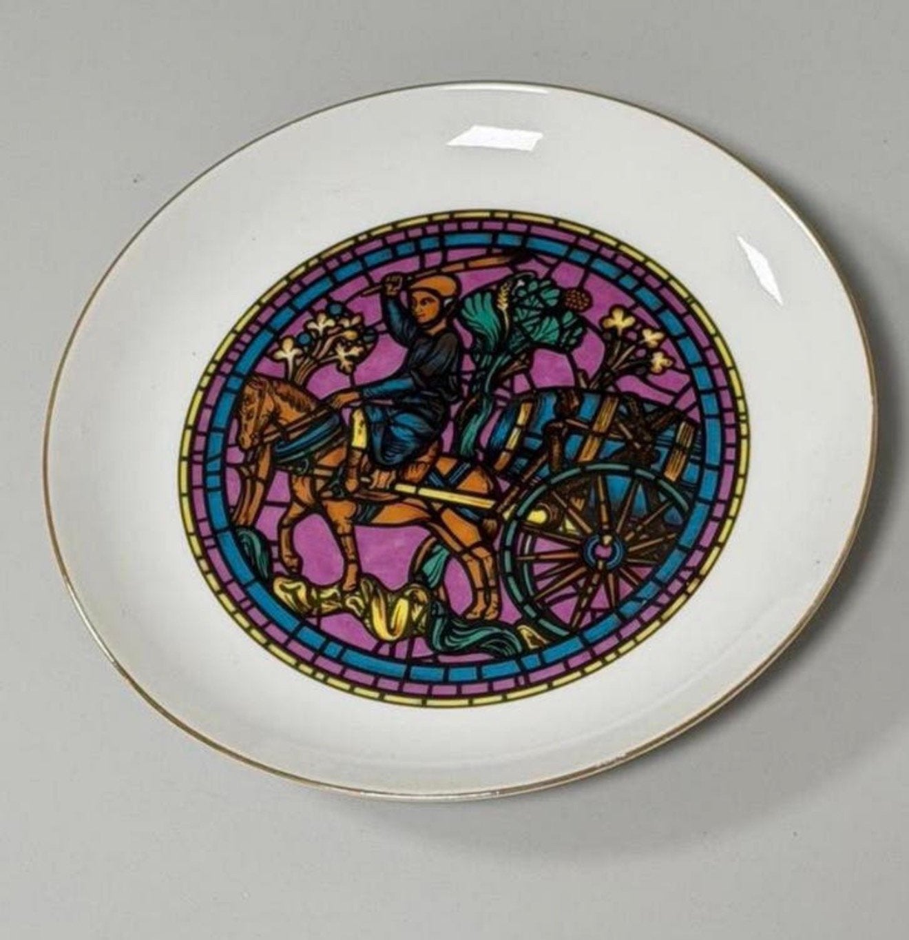 Assiette murale vintage de vitrail religieux - 19 cm - Corée, Enlèvement ou Envoi