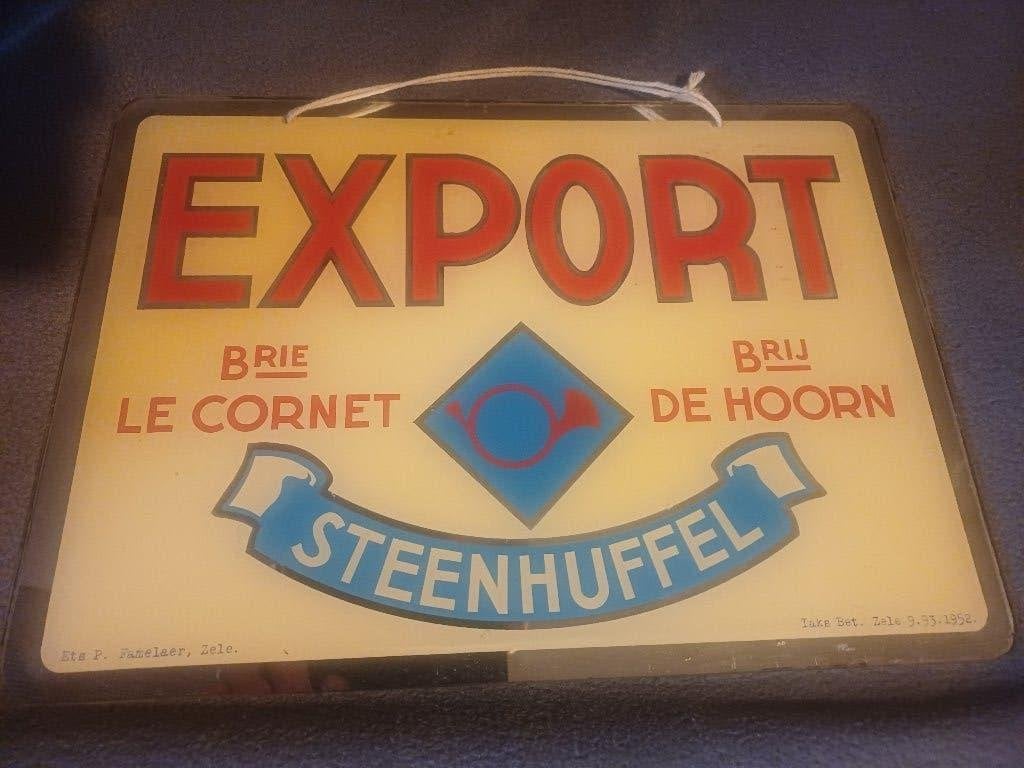 Emaille bord Export De Hoorn Steenhuffel, Ophalen of Verzenden, Zo goed als nieuw, Reclamebord