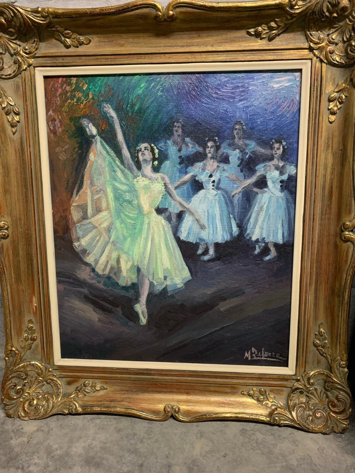Mooi prachtig schilderij uit 1950, Portrait ou Personnes, Peinture à l'huile, Enlèvement, Encadré
