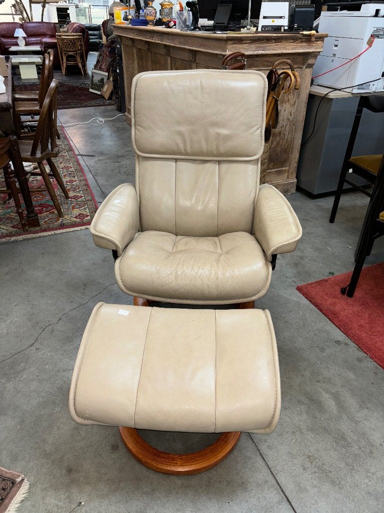 Fauteuil Stressless en cuir beige clair, Enlèvement ou Envoi, ., Cuir, Stressless