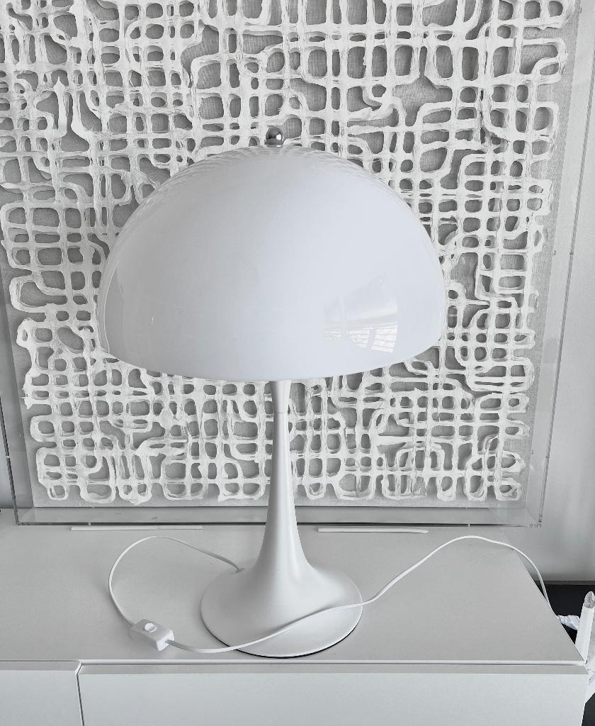 Tafellamp wit Poulsen Panthella stijl, Ophalen, Kunststof, Gebruikt, 50 tot 75 cm