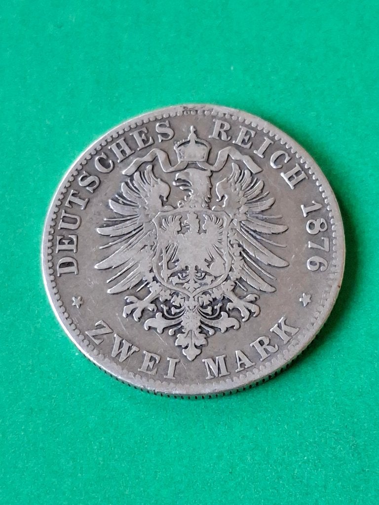 1876 D Duitsland 2 mark zilver Ludwig II, Verzenden, Duitsland, Losse munt, Zilver