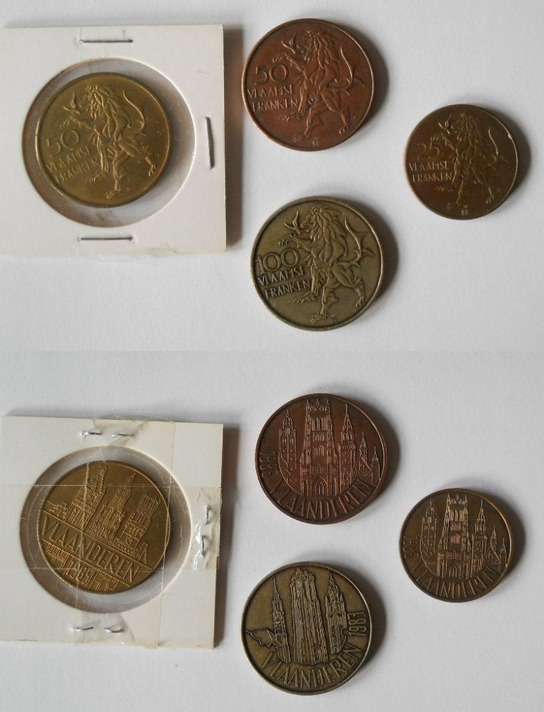 Vlaamse franken (1 x 100, 2 x 50, 1 x 25 franken), Ophalen of Verzenden, België
