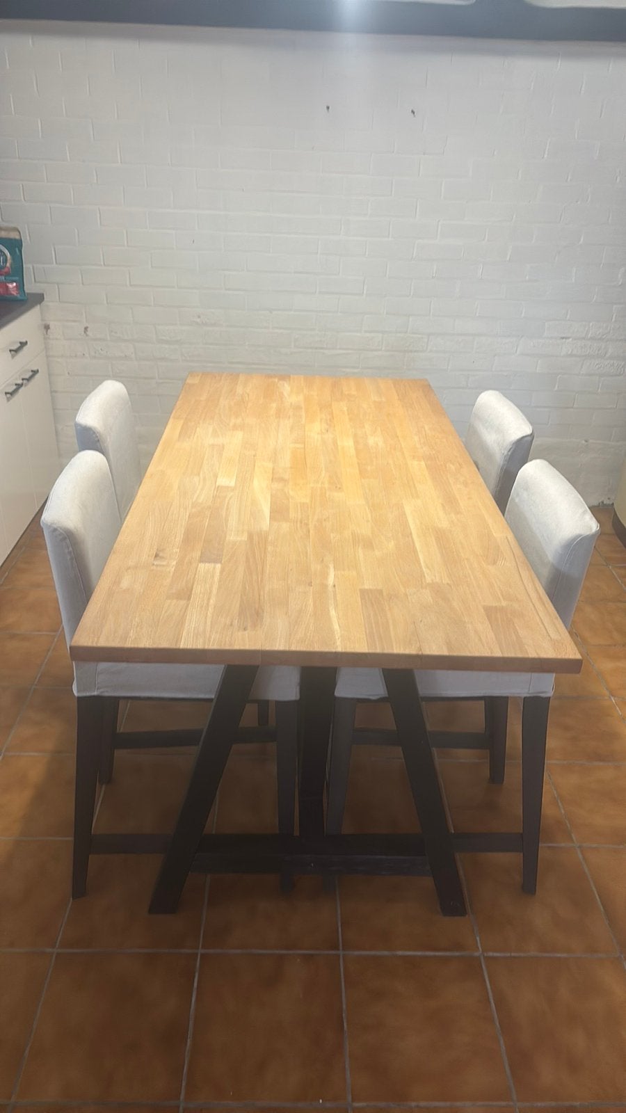 Tafel + 6 stoelen, Ophalen, Gebruikt, 100 tot 150 cm, 50 tot 100 cm