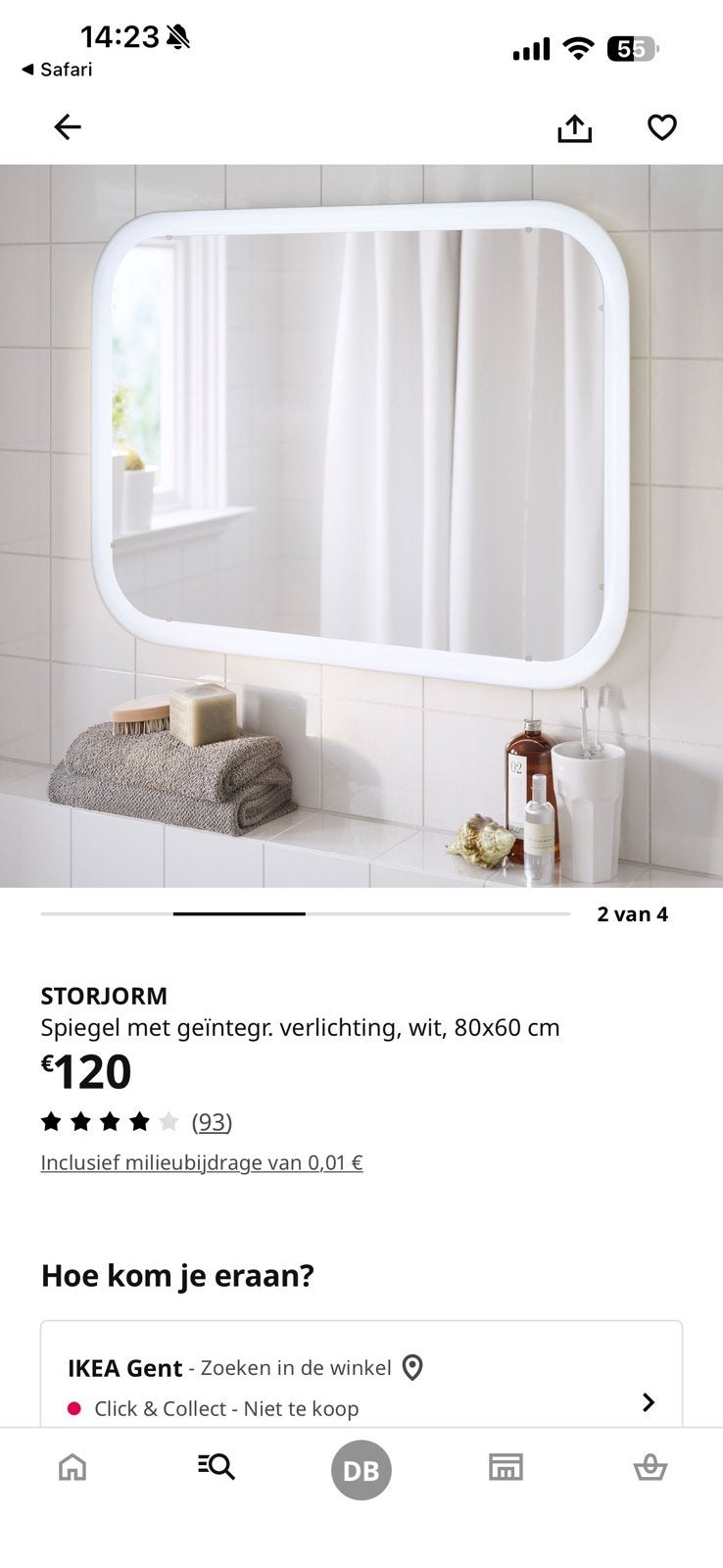 Storjorm spiegel Ikea, Huis en Inrichting, Badkamer | Badkamermeubels, Ophalen, Nieuw