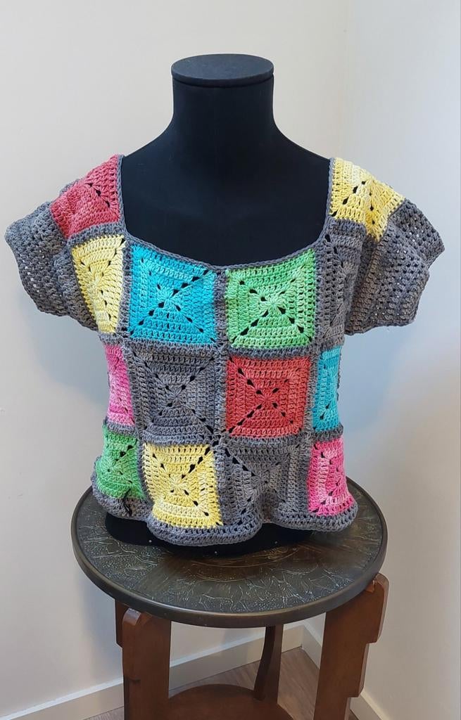 Top carré en crochet unique pour grand-mère, style rétro L/X, Vêtements | Femmes, Tops, Neuf, Taille 42/44 (L), Manches courtes