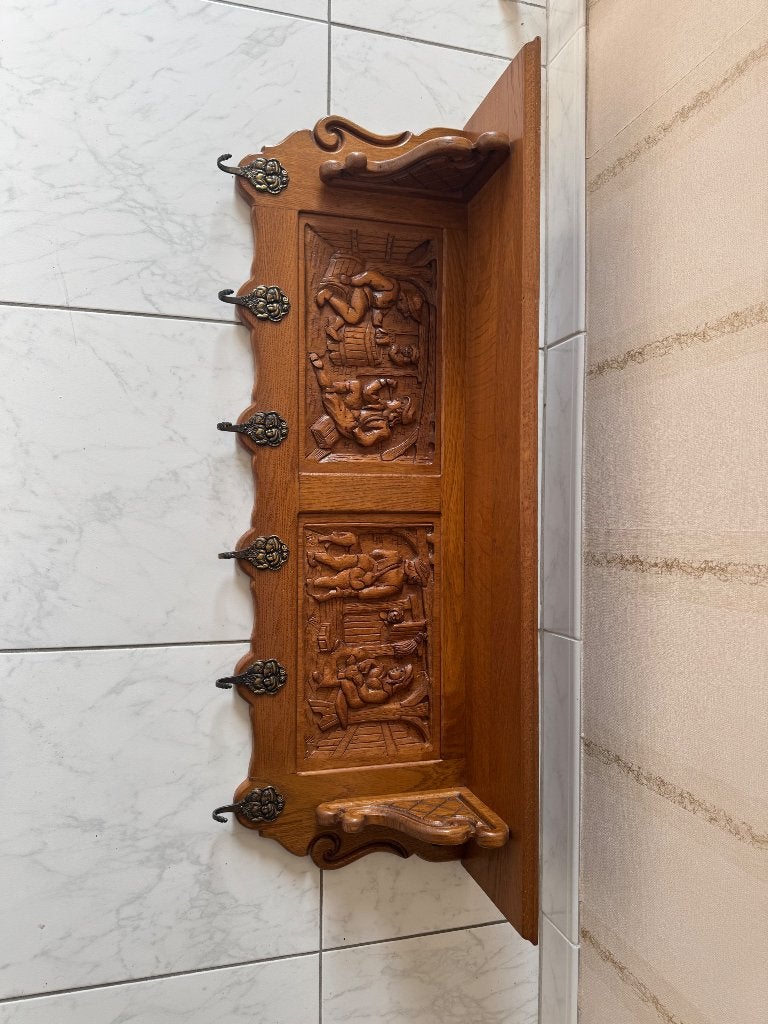 Houten kapstok met figuurtjes, Gebruikt, Minder dan 100 cm, Hout, Ophalen
