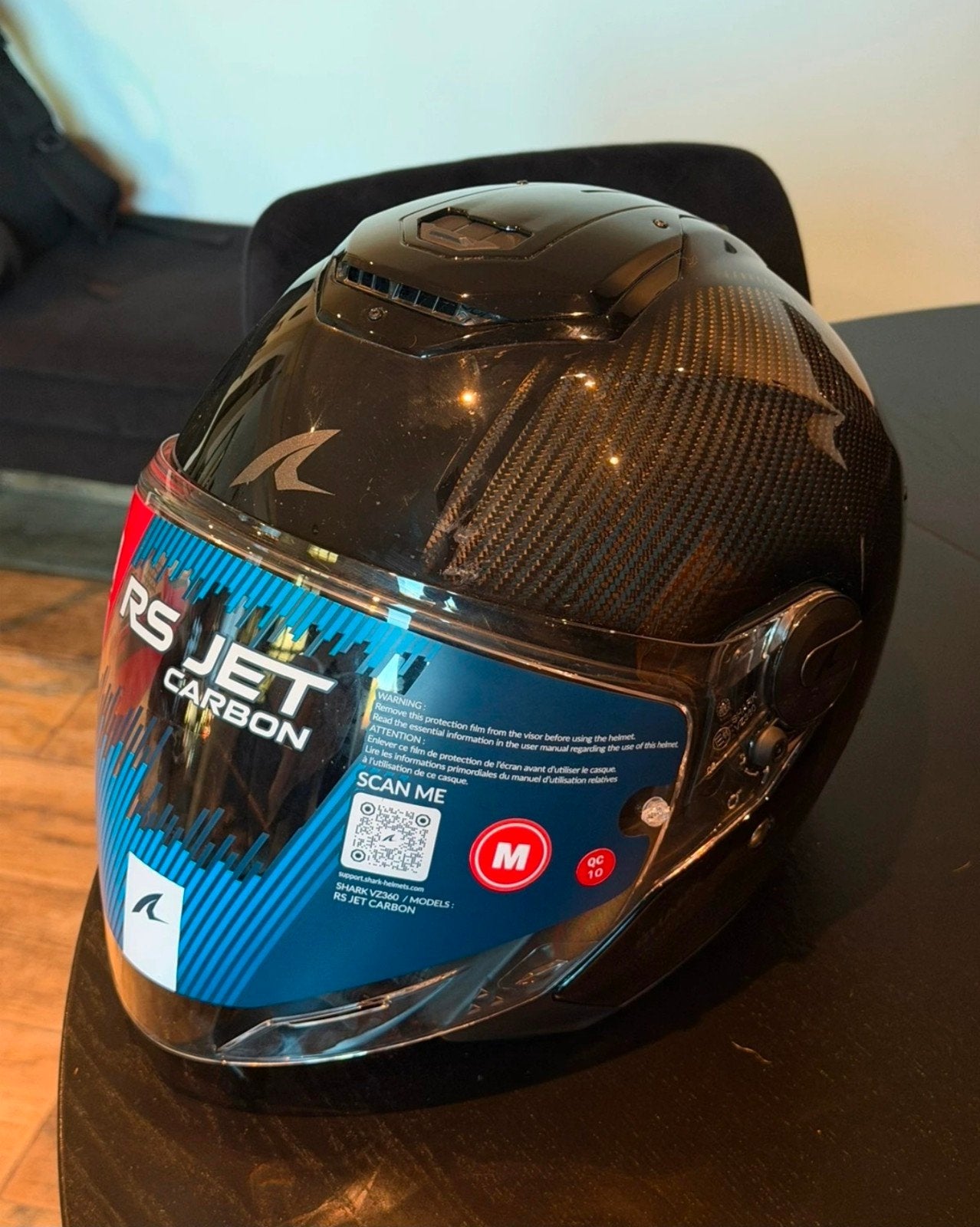 casque RS shark carbon jet, Motos, Enlèvement ou Envoi, M, Shark