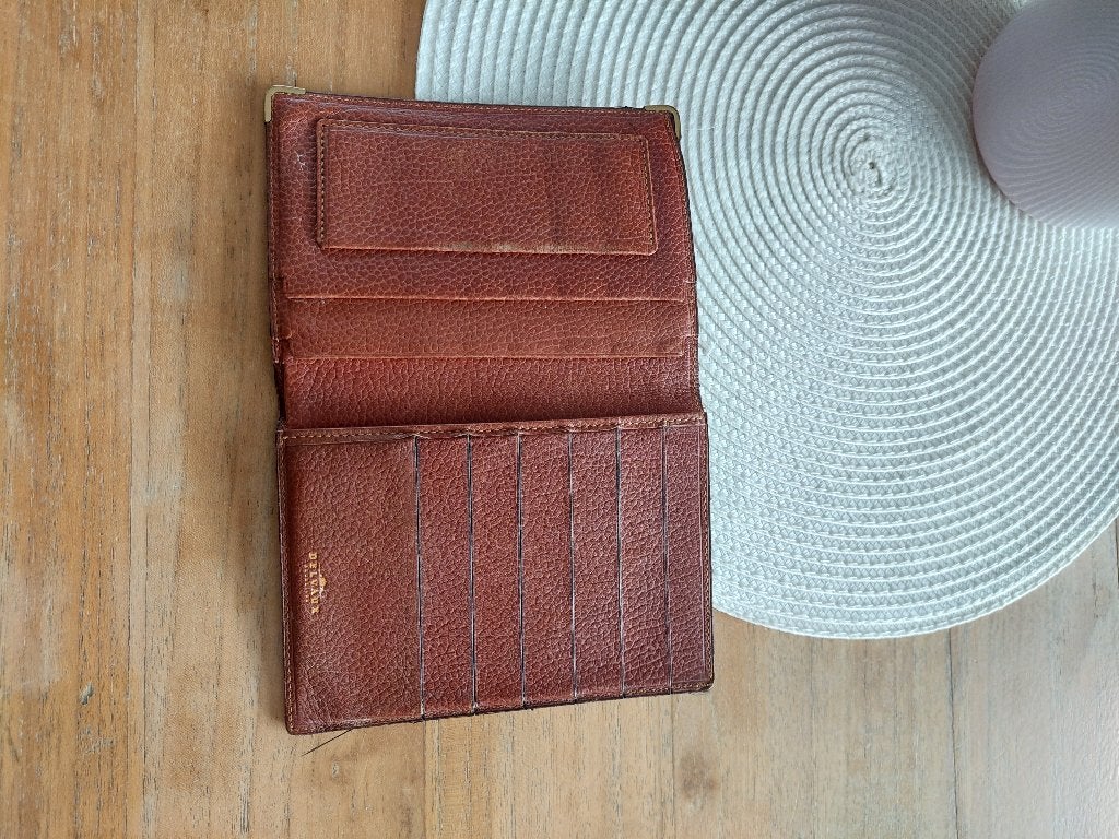 Bruine leren portemonnee Delvaux, Overige merken, Gebruikt, Bruin, Ophalen of Verzenden
