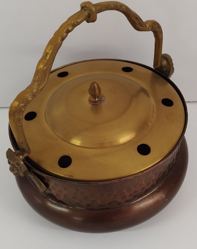 Vintage koperen potpourripot met deksel–decoratief koperwerk, Antiek en Kunst, Ophalen of Verzenden, Koper