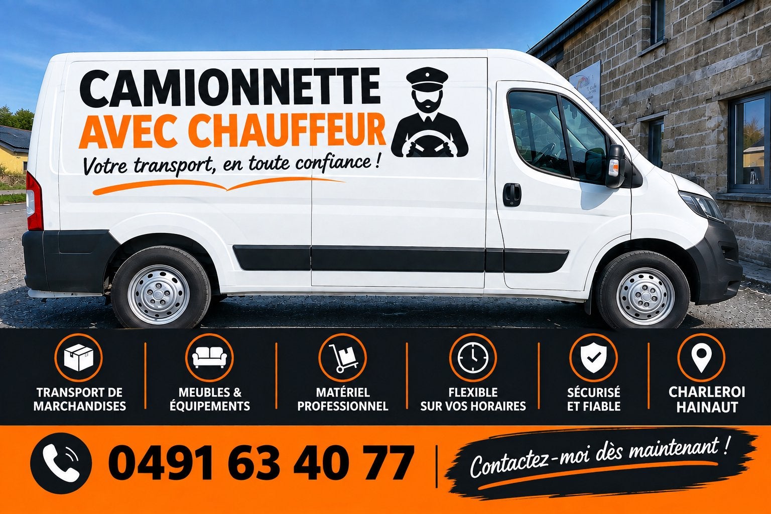 CAMIONNETTE AVEC CHAUFFEUR – TRANSPORT HAINAUT