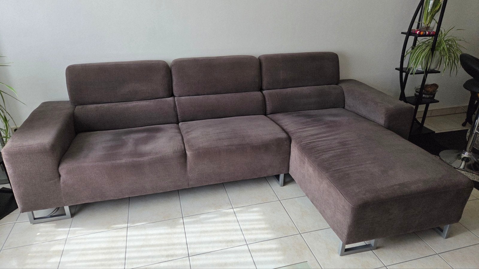 3zit zetel met long chaise, Huis en Inrichting, Zetels | Complete zithoeken, Ophalen, Gebruikt, Stof