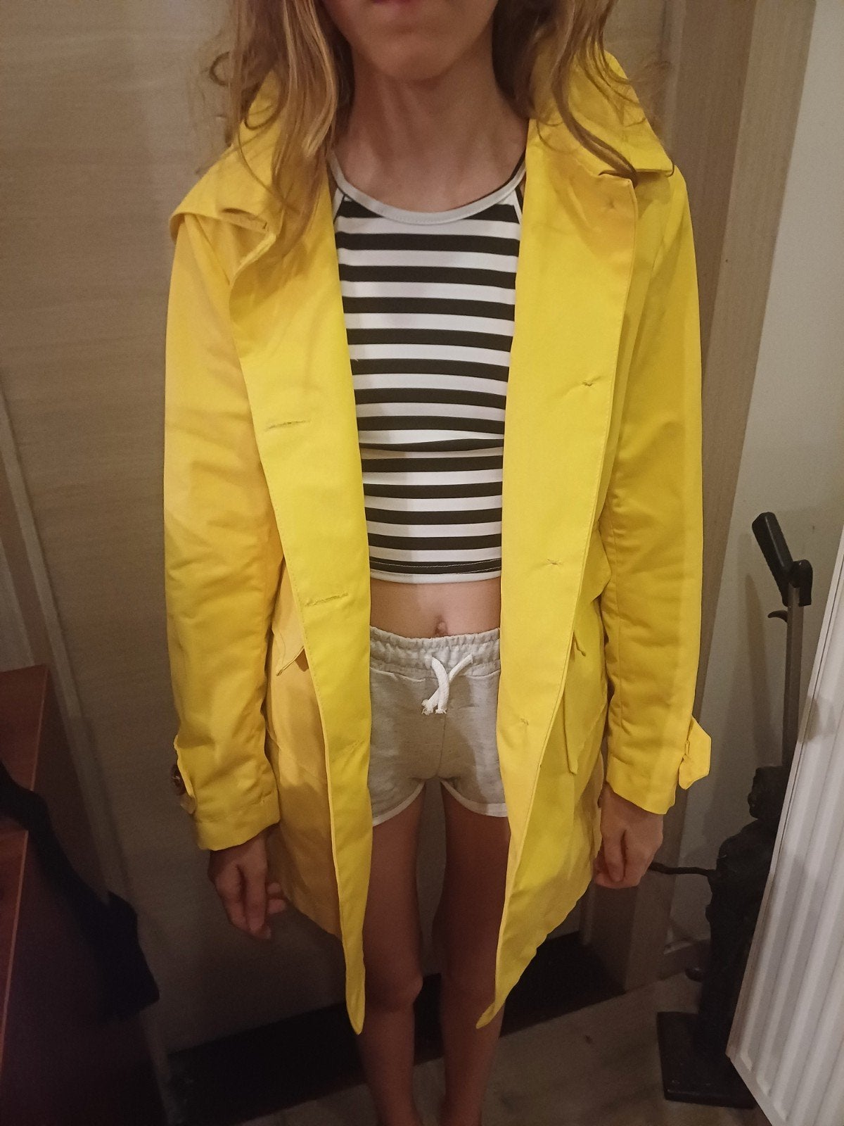 Zara gele jas met kap Mt 153=12j, Enlèvement ou Envoi, Zara, Fille, Manteau
