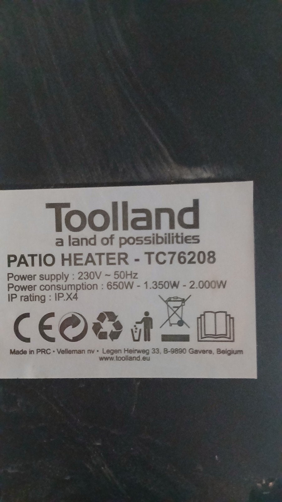 chauffage de terrasse électrique sur pied, Enlèvement