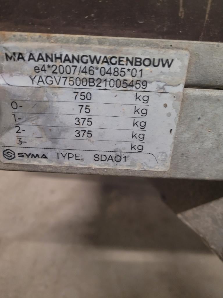 Remorque 750 kg, 2 essieux non freinée, Autos : Pièces & Accessoires, Enlèvement, Utilisé