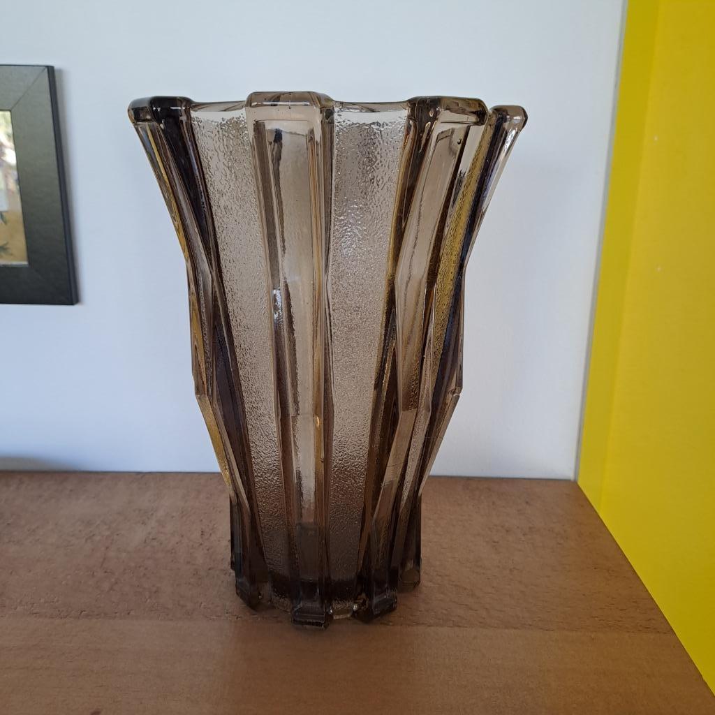 Bruine glazen vaas Scailmont, Antiek en Kunst, Ophalen of Verzenden