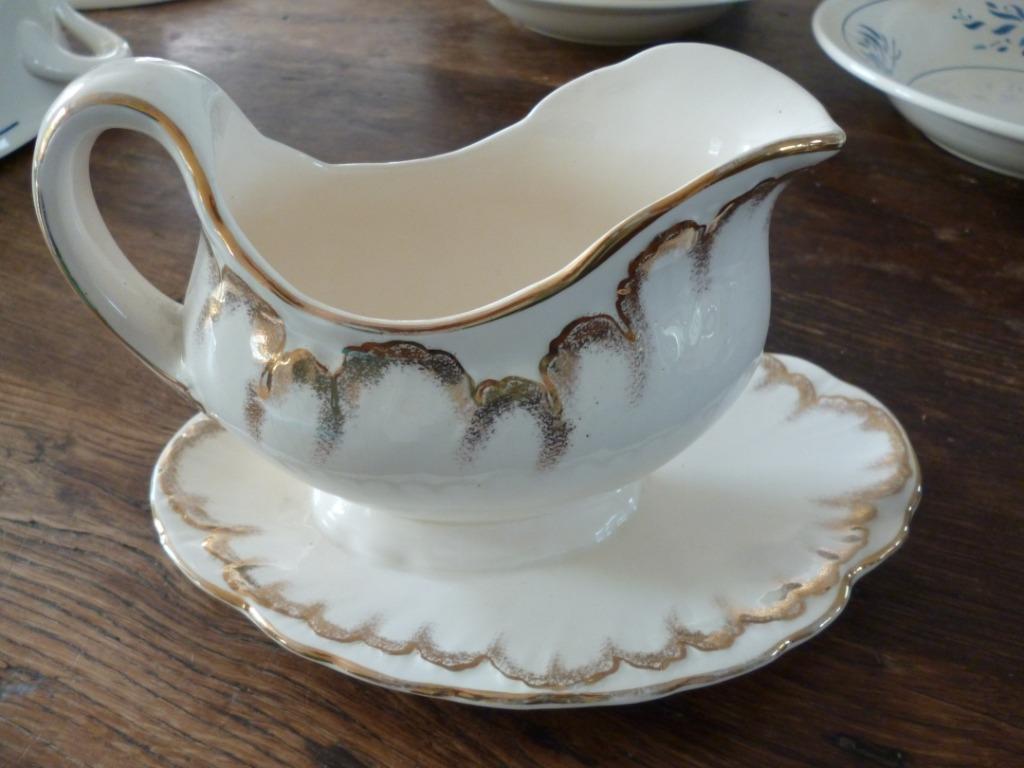 Saucière ancienne Villeroy & Boch doré vintage, Antiquités & Art, Enlèvement
