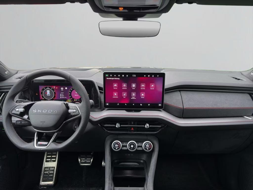 NEW KODIAQ RS 265PK 4X4 HEAD/360/20/DCC/TREKH/NAV/SAFEXL-24%, Automaat, Alcantara, Zwart, 5 zetels