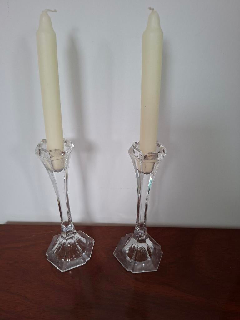 Bougeoirs en cristal de Bohème, Maison & Meubles, Enlèvement ou Envoi, Comme neuf, Autres matériaux, Blanc